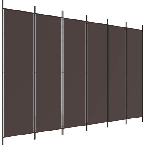 6-tlg. Paravent Braun 300x200 cm Stoff vidaXL
