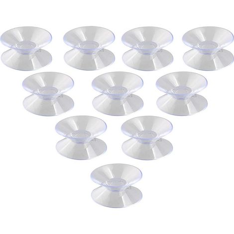 Lot de 10 ventouses en PVC double face (pour verre et plastique) — 30 mm, transparentes
