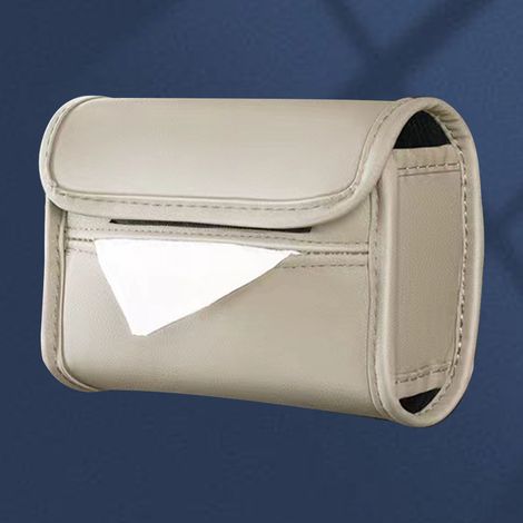 Porte Mouchoirs Accoudoir Résistant Cuir PU Organisateur de Boîte à Mouchoirs pour Siège Arrière Auto, Distributeur de Serviettes Beige (1/5)