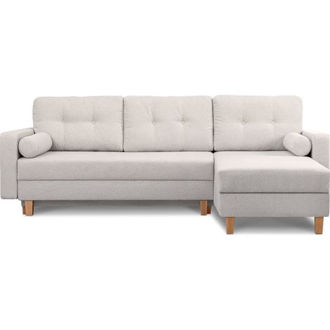 KONSIMO ERISO Bequemes Ecksofa, 3/4 Sitzer, Schlaffunktion, weiß (1/5)