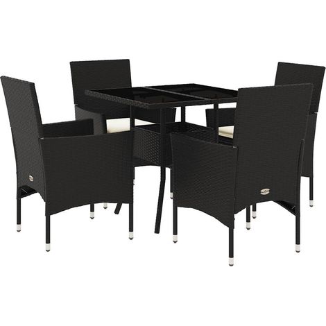 Maison Exclusive - 5-tlg. Garten-Essgruppe mit Kissen Schwarz Pol