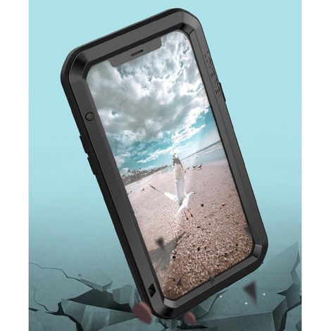 Love Mei iPhone 12 Pro Hülle, mit Glas geschützt, Schwarz (1/5)