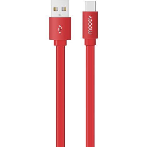 Câble USB-C /USB-A plat 1 m - rouge intense (1/3)