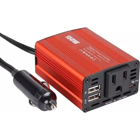 150-W-Kfz-Wechselrichter 12 V auf 110 V, modifizierter Sinus-Leistungswandler, Kfz-Wechselrichter, Trans-Red