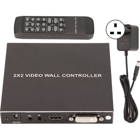 Contrôleur vidéo mural TV DVI 180° rotatif, processeur d'affichage à interface multimédia HD avec télécommande, prise UK 100-240V (1/5)