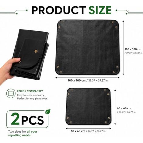 2 Pièces Tapis Rempotage Noir, Tapis Jardinage Plantation, Imperméable Et Pliable, pour Le Rempotage des Plantes Et des (1/5)
