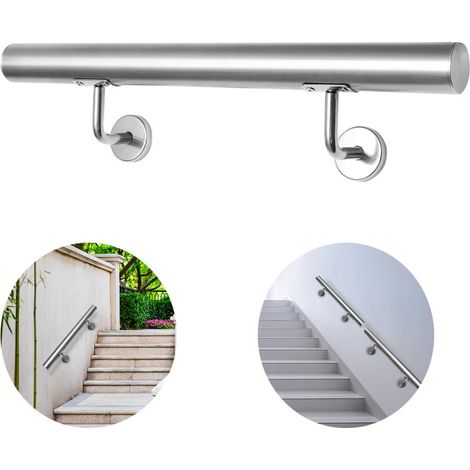 Randaco Corrimano in acciaio inox 180 cm appoggiamano a parete materiale di montaggio a parete per interni ed esterni (1/5)