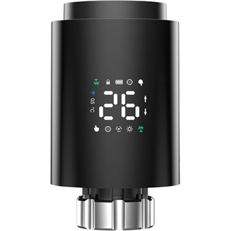 Actionneur de Radiateur Intelligent Tuya ZigBee TRV Vanne de Radiateur Thermostatique Programmable Application Contrôleur de Température à Distance Noir (1/5)