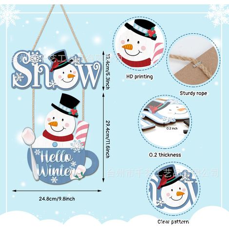 Weihnachtsschneemann-Hängeschild, Heimdekoration, Weihnachtsszene, Partyschmuck, Hängedekoration, Holzhandwerk