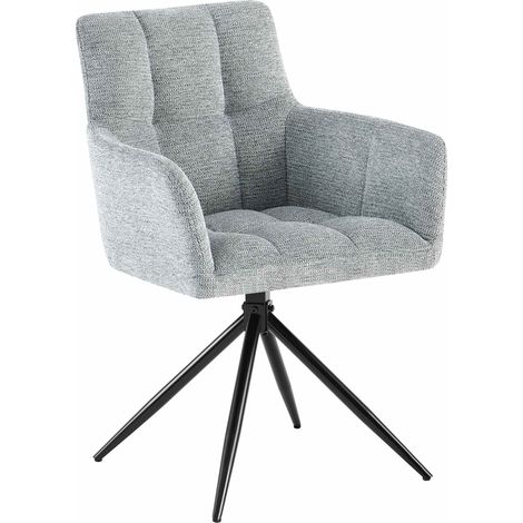 Silla de comedor moderna y cómoda x1 con mecanismo giratorio de 180° en tela gris y metal 100007155 (1/5)