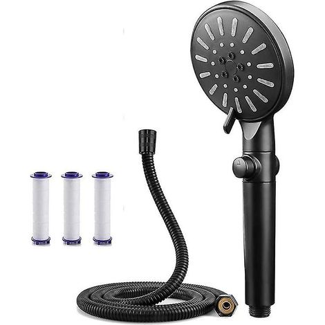 Pommeau de douche avec flexible, pommeau de douche à pression augmentée, avec filtre (1/3)