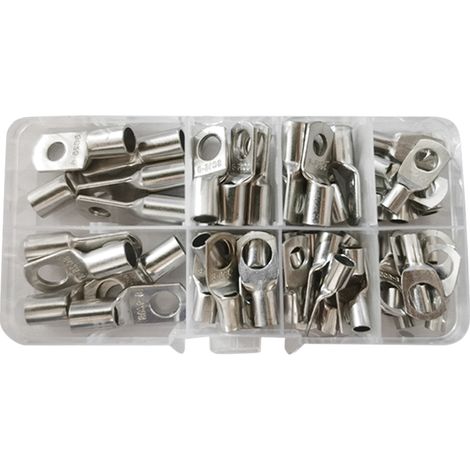 Jeu de cosses de câble, 60 pièces, pour fils de 6 à 25 mm², cosses en cuivre étamé, extrémités de batterie, connecteurs à sertir, bornes à anneau (1/5)
