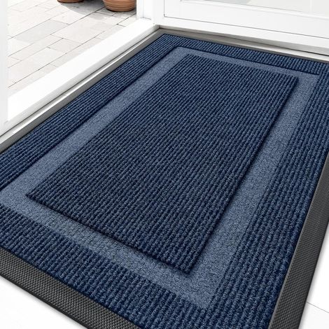 Paillasson bleu 43,3 x 75 cm (1 pièce) Paillasson imperméable, toutes saisons, résistant à la décoloration, facile à nettoyer, pour terrasse/porche (1/5)