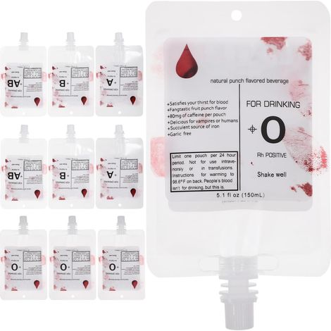 Lot de 24 poches à sang pour boissons, idéales pour Halloween, les fêtes (déguisées en médecin/infirmière, zombies ou vampires), 150 ml. (1/5)