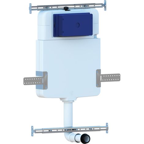 Cisterna empotrada para inodoros de pie con placa de control de doble botón de acero inoxidable completa (1/4)