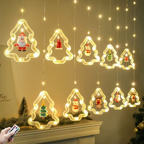 Guirlande lumineuse LED de 3 m pour l'extérieur et l'intérieur, Rideau lumineux de Noël avec télécommande, Lumière de Noël à piles, étanchéité IP44 (1/5)