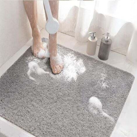 [NEVER USED] Non-slip Shower Mat, 60x60cm Non-slip Bath Mat with Drain, Soft PVC Luffa Bath Mat for Bathroom, Quick Drying
