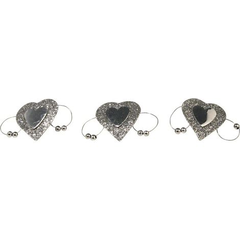 RAYHER - 6 PEZZI - CUORE GLITTERATO ARGENTATO SU MOLETTA IN METALLO 4CM (1/2)