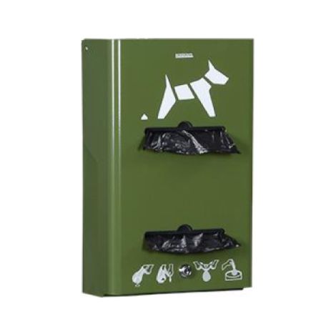 Distributeur mural Hygeca - 400 sachets / 2 rouleaux - vert olive - RAL 6003 (1/2)
