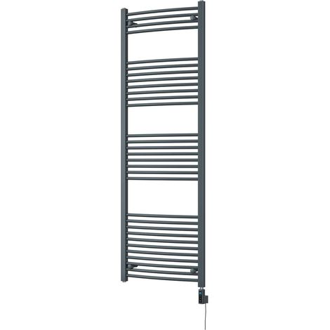 Zennor - Anthracite Electric Towel Rail H1800mm x W600mm Curved 900w Thermostatic WIFI (1/3)
