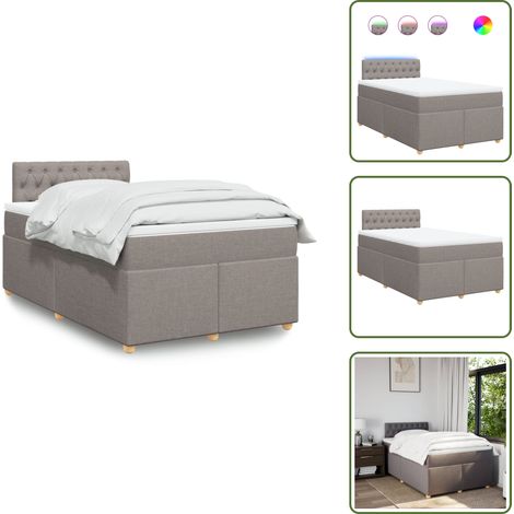 The Living Store Giroletto a Molle con Materasso Tortora 120x190 cm in Tessuto - Materasso a molle insacchettate