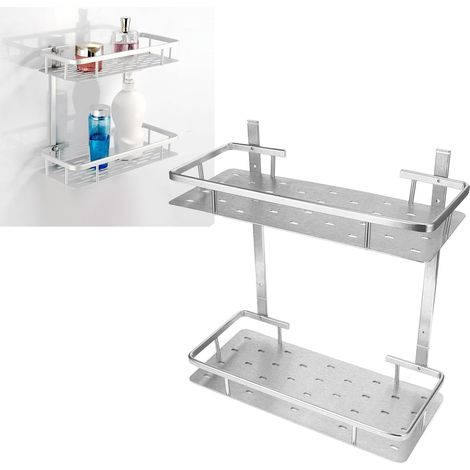 Platzsparendes Aluminium-Badezimmerregal, rostbeständig, Aufbewahrungskorb für Küche und Haushalt (1/5)