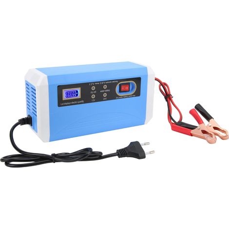Chargeur de batterie voiture 12V/24V intelligent LCD automatique réparation par impulsions 10Ah-200Ah 110-240V (1/5)