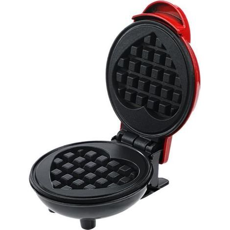 Mini Gaufrier, Plaque à Gaufre en forme de cœur avec Revêtement anti-adhésif, Design rétro, Gaufrier Professionnel Eléctrique 350W-Ywey
