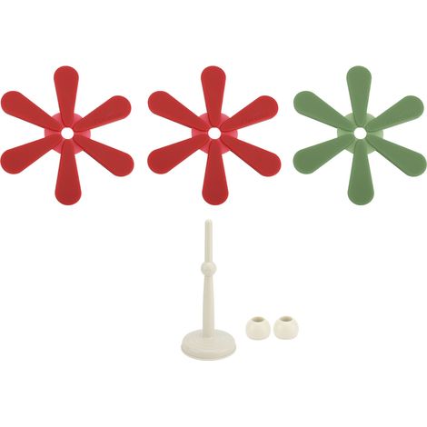 Ensemble de dessous de plat en silicone en forme d'arbre, anti-brûlure, pliables et isolants, pour plats chauds, décoration de table, base ronde rouge et verte (1/5)
