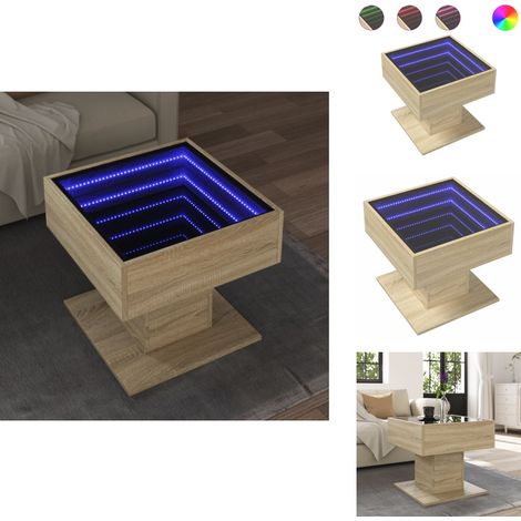 LED-Couchtisch Sonoma Eiche 50x50x45 cm Holzwerkstoff - Couchtisch - Couchtische - Beistelltisch - Sofatisch (1/5)