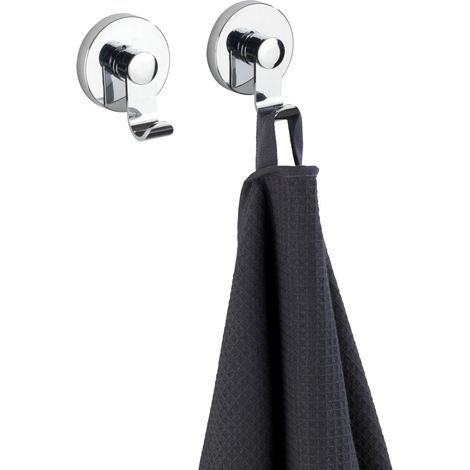 WENKO Vacuum-Loc® Haken-Set Irun, 2er Set, 2er Set, Befestigen ohne bohren, Silber glänzend, Kunststoff (ABS) chrom (1/5)