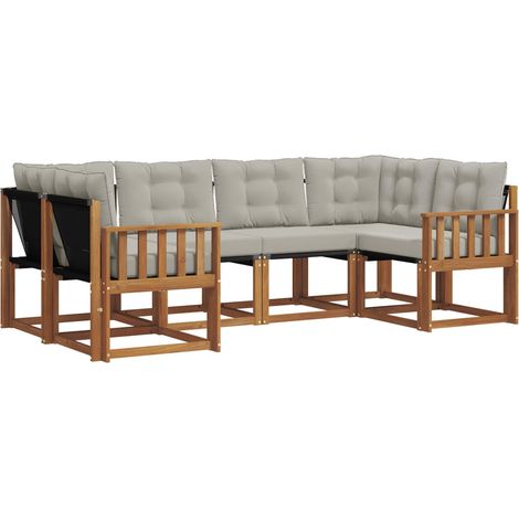 Outdoor Sofa Set with Cushion 6 pcs Natural and Light Grey vidaXL