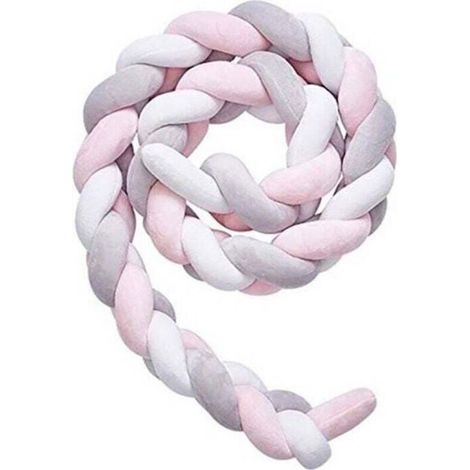 3M geflochtene Bettumrandung, Farbe Weiß, Grau, Rosa, Babybettumrandung