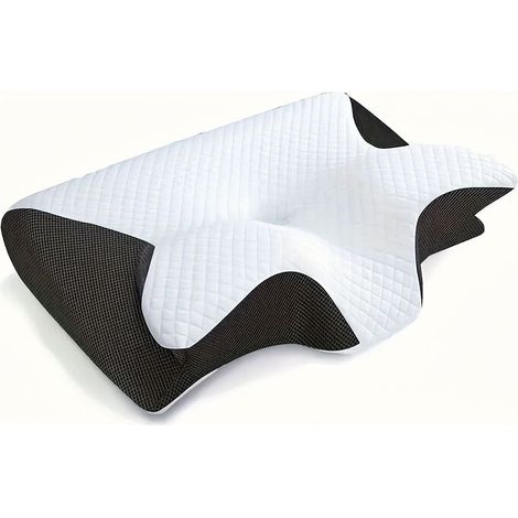 Oreiller ergonomique anti-ronflement en mousse à mémoire de forme , Pour dormir sur le côté et le dos – Housse lavable en coton ,62x37x12cm, Noir (1/5)
