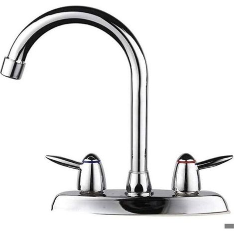 Robinet de cuisine pivotant Chrome - Deux poignées - Mitigeur monocommande - Arroseur extractible (1/4)