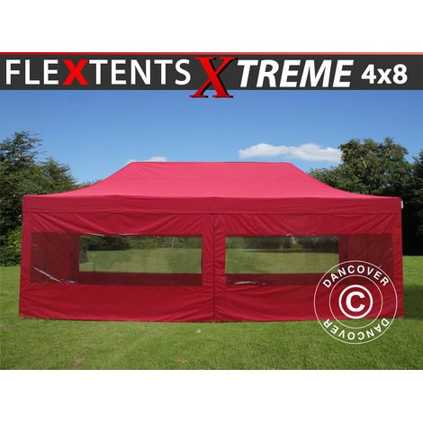 Pop up gazebo FleXtents Xtreme 50 4x8 m Red, incl. 6 sidewalls (1/2)