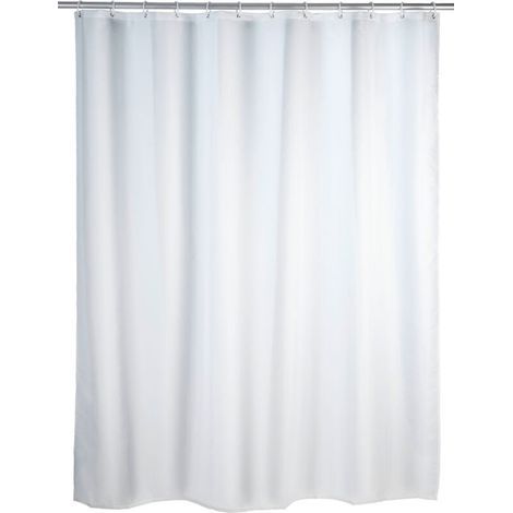 Schimmelresistenter Duschvorhang, antibakteriell, maschinenwaschbar bei 30 °C, inklusive Ringe, Polyester, 180x200 cm, weiß (1/5)