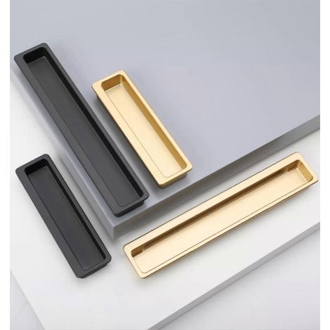16 cm (6,3 Zoll) große, graue, eingelassene Schrankgriffe, integrierte, unsichtbare Schubladengriffe, fingerabdruckresistentes Metall (1/5)
