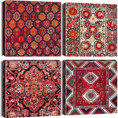 4 Pièces Impression sur Toile - Le style Marocain Impression sur Toile Décoration Murale pour Chambre Peintures à l'huile pour Maison Bain Salon Chambre Restaurant 30x30cm (1/5)