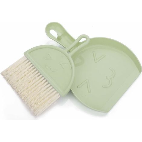 Ensemble mini pelle et balayette, petit balai et pelle à poussière, ensemble de brosse portable pour dessus de table, outils de nettoyage avec poils doux, pelle à poussière pour bureau (vert)