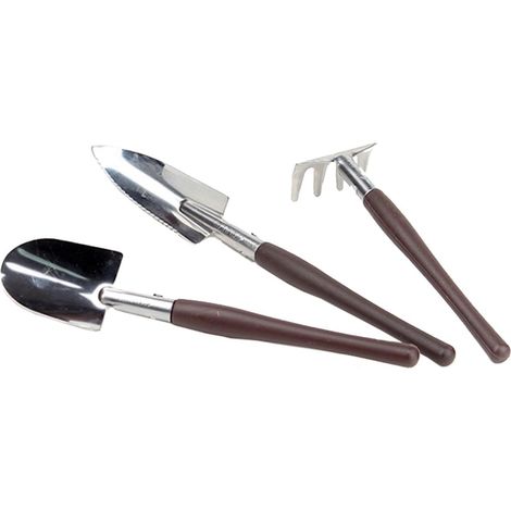 3 pièces Mini Outils De Jardinage avec Pelle Râteau Et Cultivateur pour Pots De Fleurs Et Travaux De Jardinage Intérieur (1/4)