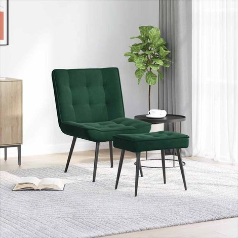 Relaxsessel mit Hocker Dunkelgrün Samt