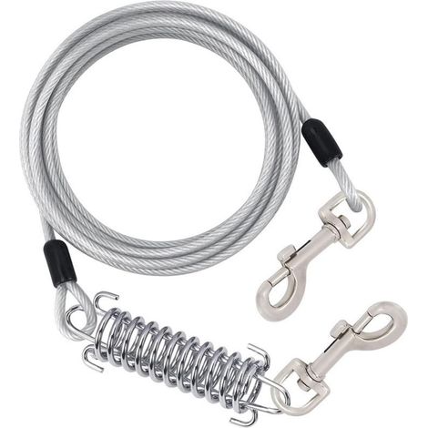 Câble d'attache pour chien de 5 m de diamètre - Chaîne robuste avec absorption des chocs - Pour le camping en plein air - Pour chiens de petite et grande taille jusqu'à 150 kg (1/5)