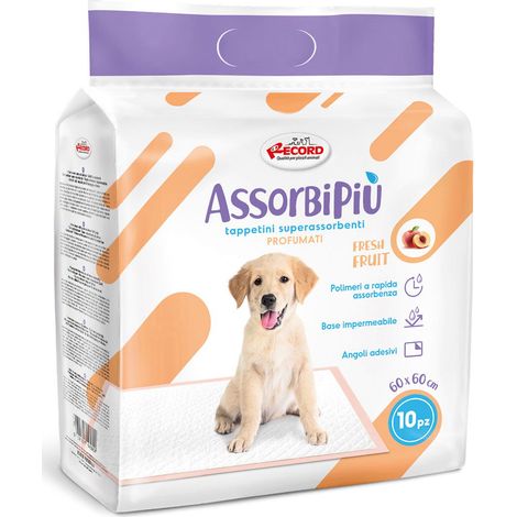 10 tappetini Assorbipiù fresh fruits profumo di frutta con angoli adesivi 60x60 cm per cani