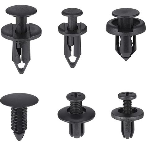 190 Pièces Rivet Plastique Clips Voiture, 6 Taille Clips de Retenue de Voiture Fixations, Vis Plastique(6 mm à 10 mm) (1/5)