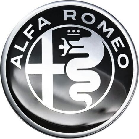 Adesivo 3D con logo Alfa Romeo, bianco e nero, 40 mm (1/5)
