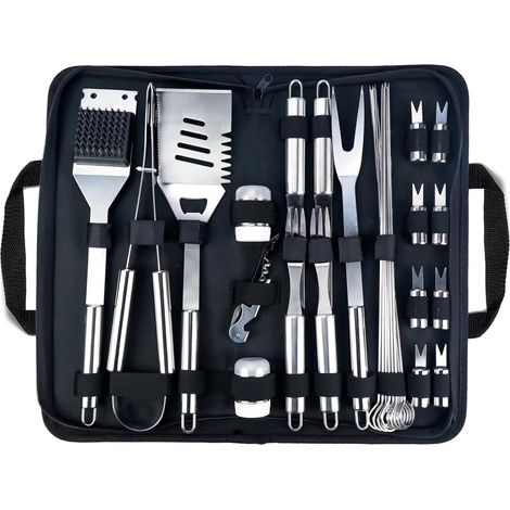 Grillbesteck-Set - 29-teiliges klappbares Grillbesteck-Set