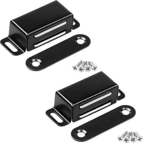 Lot de 2 loquets magnétiques de porte pour armoire,6 kg,acier inoxydable chromé,ferme-porte épais pour placard de cuisine (1/5)