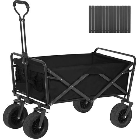 Chariot pliant pliable robuste pour courses extérieur camping, roues 20 cm noires, avec tablette escamotable (1/5)