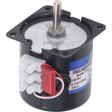 Motoréducteur 220 V à micro-réduction de vitesse, aimant permanent, synchrone, axes centraux 7 mm avec trou, 5 tr/min (1/4)
